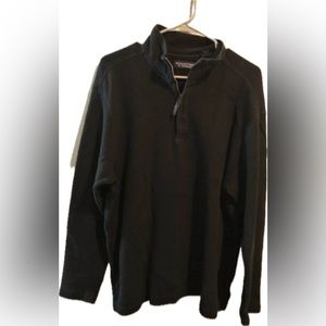 Roundtree & Yorke‎ Men's LS Pullover 1/4 Zip Sweater/Shirt Black Ribbed XL